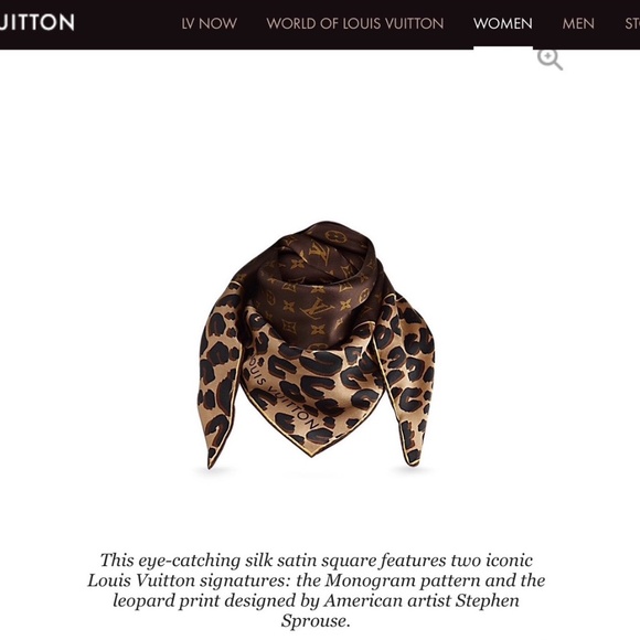 New Louis Vuitton Iconic Scarf Monogram Leopard Animal Print Silk Satin Scarf - Picture 7 of 16